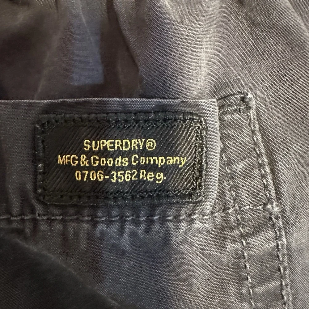 Superdry Parachute Cargo‎ Pants Black Wide Leg Zip Fly 32x31 03-54-76